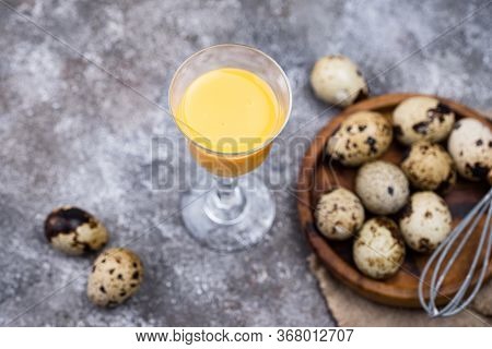 Glass Of Egg Liquor And Quail Eggs