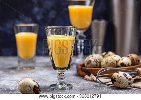 Glass Of Egg Liquor And Quail Eggs