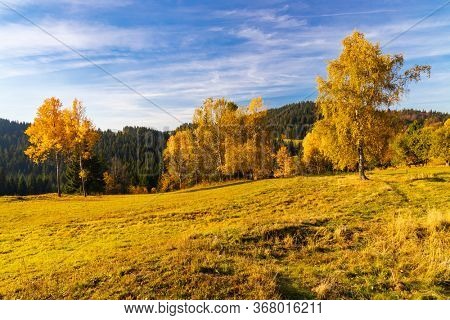 autumn landscape near saddle Beskyd in Slovakia