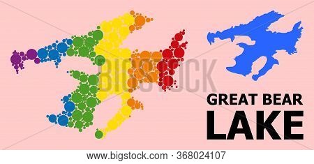 Spectrum Colored Mosaic Vector Map Of Great Bear Lake For Lgbt, And Black Version. Geographic Mosaic