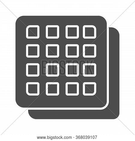 Square Cookies Solid Icon, Confectionary Concept, Crispy Biscuit Cookie Sign On White Background, He