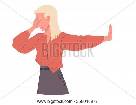 Negative Gestures Vector Illustrations. Disagree And Stop Consept. Hand Language Refuse.