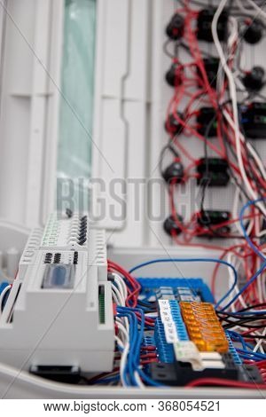 Assembly Of Automatic Control Panel. Information Technology. Technology Electrotechnical Design. Eng