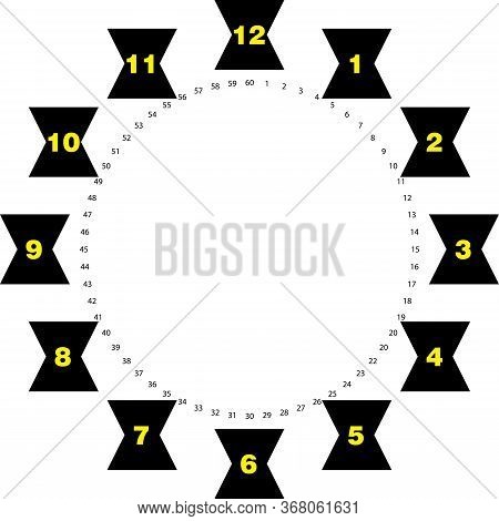 Clock Dial Yellow Numbers Hourly On Black Black Clepsydras And Black Seconds On Transparent Backgrou