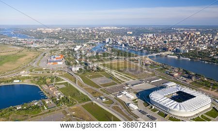 Russia, Rostov-on-don, May 25, 2020: Panoramic View Of The Central Part Of Rostov-on-don. Stadium, A