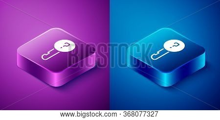 Isometric Undefined Key Icon Isolated On Blue And Purple Background. Square Button. Vector Illustrat