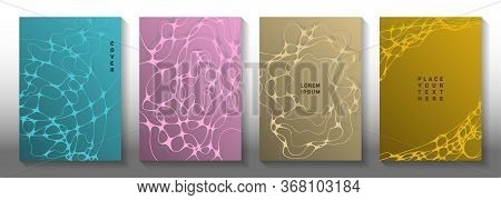 Cyberspace Idea Abstract Vector Covers. Complex Waves Pattern Backgrounds. Vivid Title Page Vector T