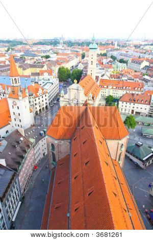 Letecký pohled na centrum města Mnichov