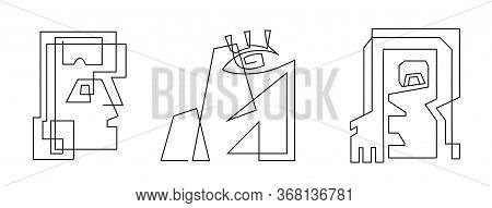 Art Line Signes. Fase Of Drawing Abstract People. Modern Continuous Vecor Illustrations. Beatiful Mi