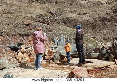 People Drinking Mineral Water In Narzan Valley, Kabardino-balkaria, Russia