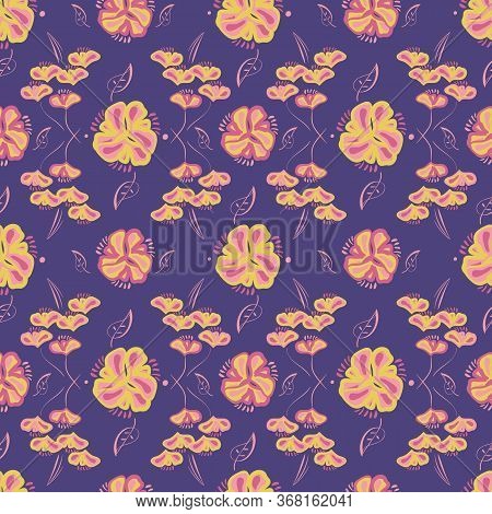 Decorative Floral Ornament Seamless Vector Pattern. Feminine Surface Print Design. For Textiles, Hom