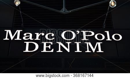 Warsaw, Poland. 26 May 2020. Sign Marc O Polo Denim. Company Signboard Marc O Polo Denim