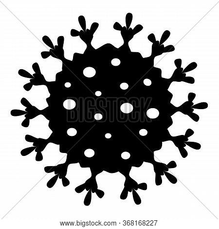 Coronavirus Black Silhouette. The Structure Of The Chinese Coronavirus. Influenza Virus. Flu. Illust