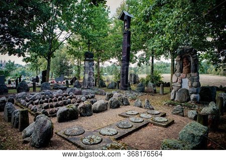 Svenciuliskiai, Lithuania - August 15, 2018: Entrance To The Old Village Cemetery. Unique Cemetery I