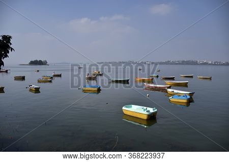Small Multicolor Boats Sailing In The Lake, Bhopal