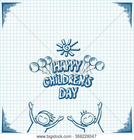 1 June International Childrens Day Cartoon Doodle Style Banner Background. Happy Children Day Greeti