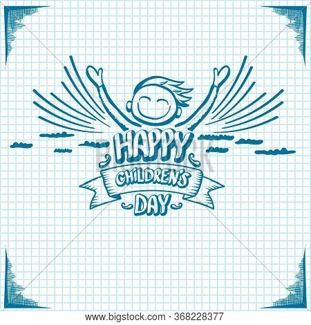 1 June International Childrens Day Cartoon Doodle Style Banner Background. Happy Children Day Greeti