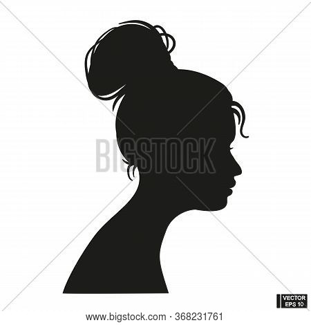 Vector Illustration Icon Of Woman Head Silhouette Over White