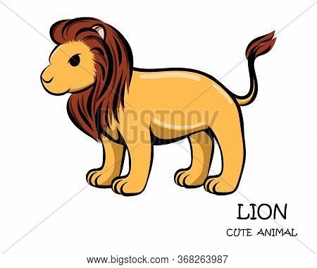 Vector Illustration Cartoon On A White Background Of A Cute Lion.