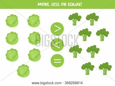 More, Less, Equal. Compare The Amount Of Broccoli And Cabbage.