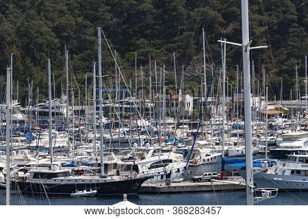 Turkey, Marmaris - 30 April, 2017: Port With Yachts Boats And Boats In The Touristic Eco-friendly Ci