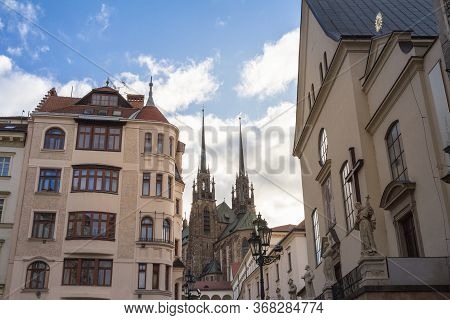 Brno Cathedral Of Saints Peter And Paul, Seen From The Bottow Of Petrov Hill. Also Called Katedrala 