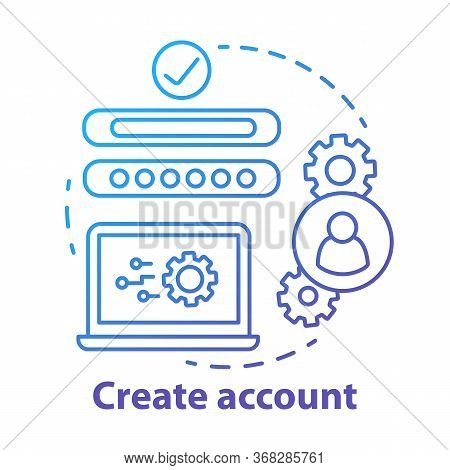 Create Account Blue Concept Icon. Network Profile Registration Idea Thin Line Illustration. New User