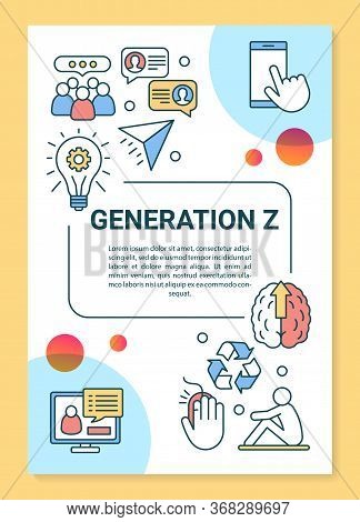 Generation Z Poster Template Layout. Modern Age Group Lifestyle. Digital Natives. Banner, Booklet, L
