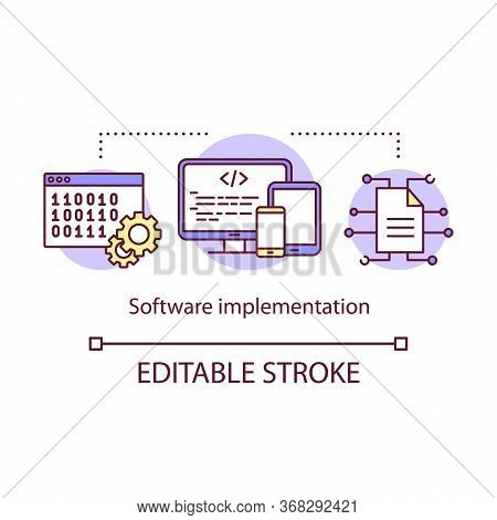 Software Implementation Concept Icon. Computer Programming And Deployment. Creating Apps For Smartph