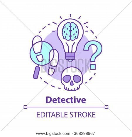 Detective Literature Concept Icon. Crime Fiction Idea Thin Line Illustration. Mystery Criminal Story