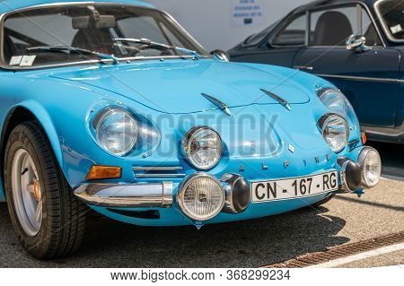Dieppe, France - June 30, 2018: Alpine Car Modele 110 Berlinette V85 On The Exposition Vintage And C