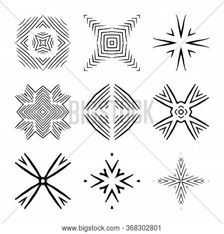 Black And White Design Elements. Decorative Retro Pattern, Tiles For Creating Seamless Pattern. Circ