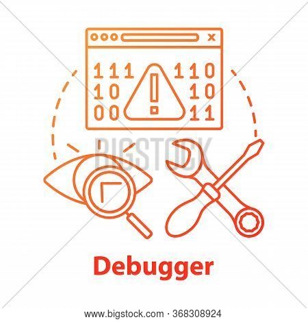 Debugger Concept Icon. Debugging Tool. Testing And Setting Software. Computer Program Development. C