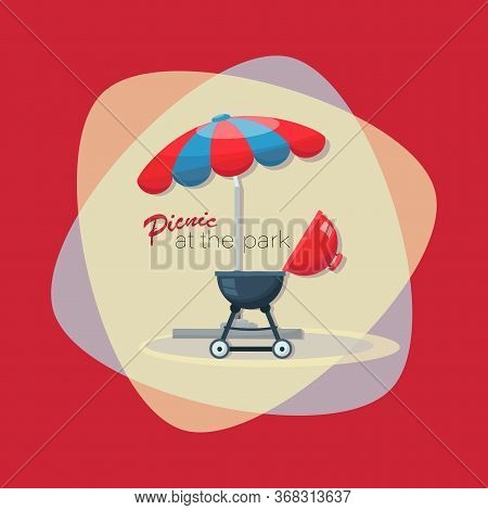 Picnic Time. Barbecue Grill. Picnic At The Park. Bbq Party Invitation With Grill And Food. Barbecue 