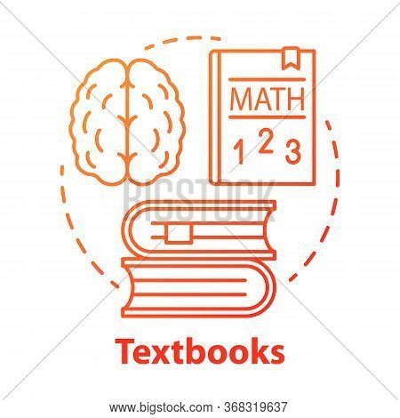 Textbooks Red Concept Icon. Educational Literature Idea Thin Line Illustration. School And Universit