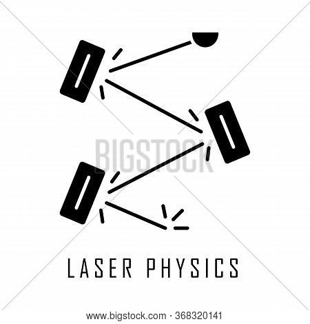 Laser Physics Glyph Icon. Optics Branch. Quantum Electronics, Laser Construction, Optical Cavity. Li