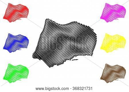 Funchal City (portuguese Republic, Portugal, Madeira Island) Map Vector Illustration, Scribble Sketc