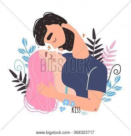Romantic Couple In Love Kissing. World Kissing Day