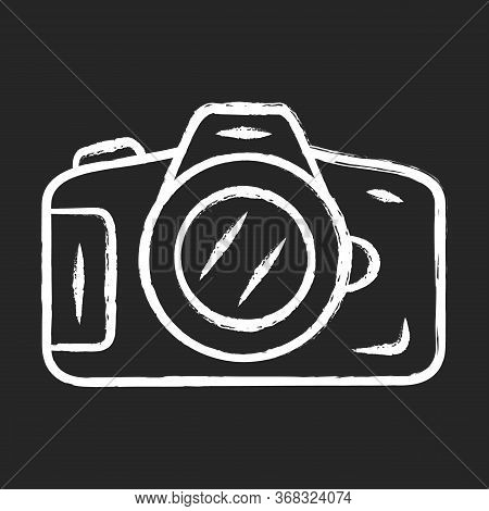 Photo Camera Chalk Icon. Professional Photocamera. Making Snapshots, Taking Pictures Device. Photogr