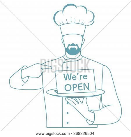 Vector Illustration Reopening Of Cafe, Restaurant After Covid-19 Quarantine, Coronavirus Pandemic. C