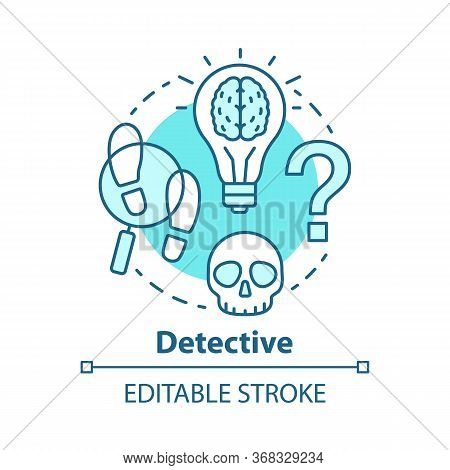 Detective Literature Concept Icon. Crime Fiction Idea Thin Line Illustration. Mystery Criminal Story