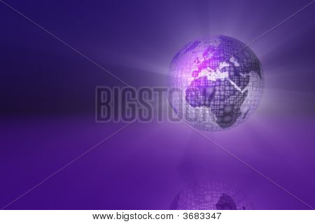 보라색 빛나는 지구본