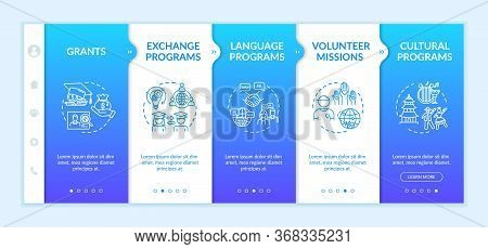 International Exchange Onboarding Vector Template. Education Abroad. Volunteer Mission. Transfer Stu