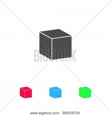 Cube Icon Flat. Color Pictogram On White Background. Vector Illustration Symbol And Bonus Icons