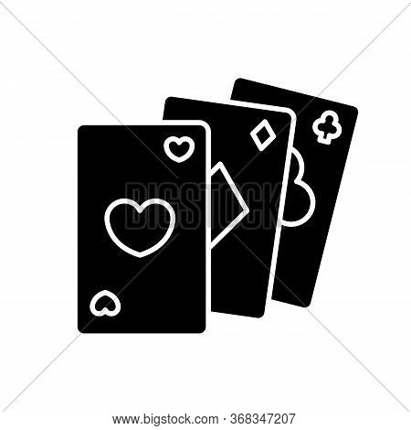 Card Game Black Glyph Icon. Traditional Casino Pastime, Poker Silhouette Symbol On White Space. Comp