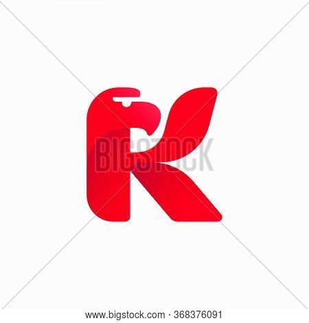 K Letter Logo With Eagle Head Silhouette. Vector Italic Font Perfect For Sport Identity, Luxury Post