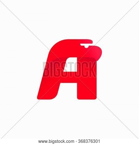 Letter A Logo With Eagle Head Silhouette. Vector Italic Font Perfect For Sport Identity, Luxury Post