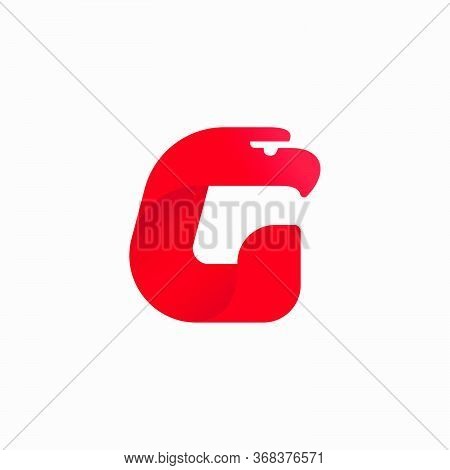 G Letter Logo With Eagle Head Silhouette. Vector Italic Font Perfect For Sport Identity, Luxury Post