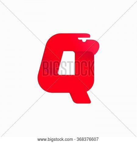 Q Letter Logo With Eagle Head Silhouette. Vector Italic Font Perfect For Sport Identity, Luxury Post