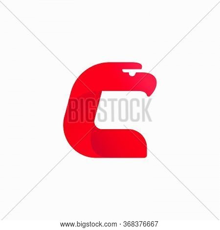 C Letter Logo With Eagle Head Silhouette. Vector Italic Font Perfect For Sport Identity, Luxury Post